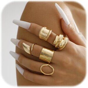 Women Gold Knuckle Rings Set Stackable Midi Finger Rings Pack Trendy Jewelry